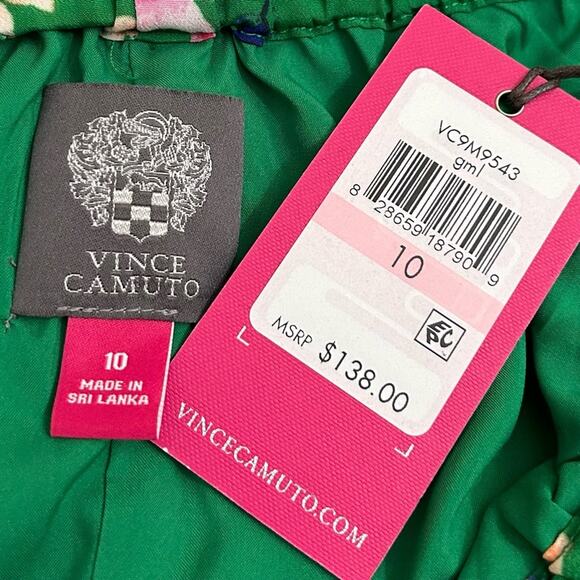 NWT VINCE CAMUTO Green Floral Off-the-Shoulder Dress. Size 10 - Picture 9 of 10